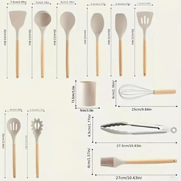 Set x12 Utensilios de Cocina de Silicona - Imagen 2